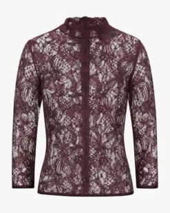 Lina Trachten-Spitzenbluse Rot