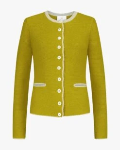 Trachten-Cashmere-Strickjacke Gelb