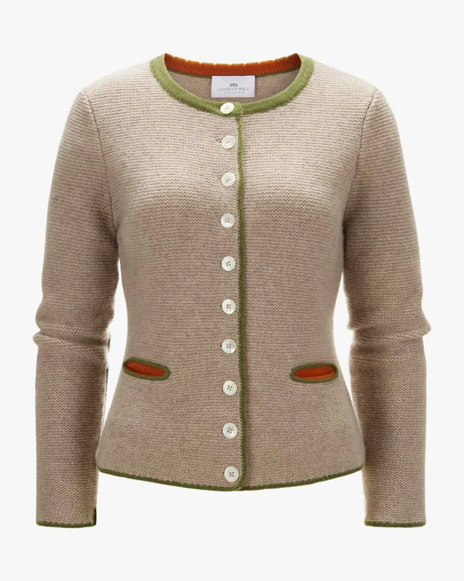 Trachten-Cashmere-Strickjacke Taupe 3 Trachten-Cashmere-Strickjacke Taupe