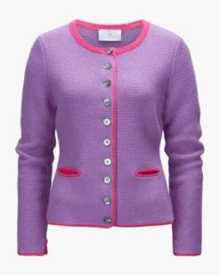 Trachten-Cashmere-Strickjacke Violett