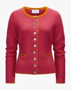 Trachten-Cashmere-Strickjacke Pink