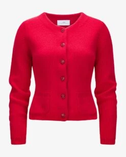 Trachten-Cashmere-Strickjacke Rot