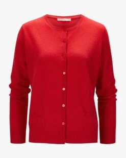 Cashmere-Strickjacke Rot