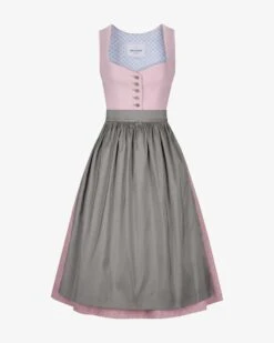 Midi-Dirndl Mit Seidenschürze Rosa