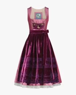 Pferdeherz Dirndl Lang Mit Samtschürze Violett