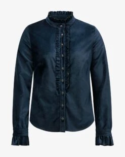 Lady Trachten-Samtbluse Blau