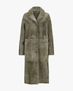 Ginevra Wende-Lammfellmantel Oliv