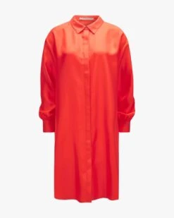 Seiden-Hemdblusenkleid Rot