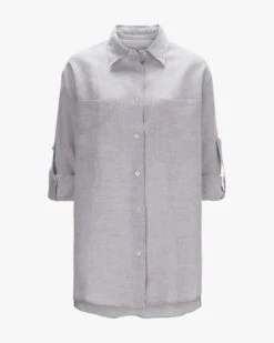 Leinen-Hemdbluse Grau
