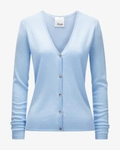 Cashmere-Strickjacke Blau
