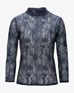 Lina Spitzenbluse Blau
