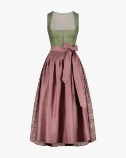 Antonia Dirndl Lang Mit Leinenschürze Grün
