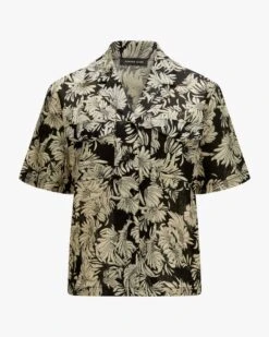 Leinen-Hemdbluse Schwarz