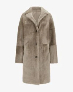 Copenhagen Wende-Lammfellmantel Taupe