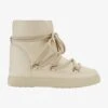 Full Leather Wedge Boots Creme