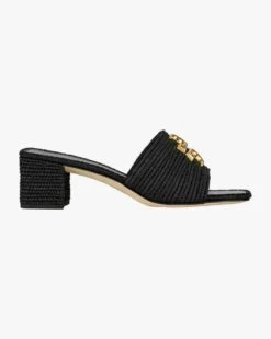 Eleanor Raffia Mule Sandalen Schwarz