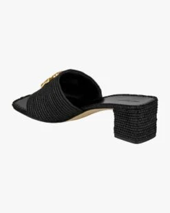 Eleanor Raffia Mule Sandalen Schwarz -Damenmodegeschäft 00782475 001 3