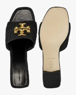 Eleanor Raffia Mule Sandalen Schwarz -Damenmodegeschäft 00782475 001 5