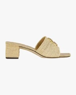 Eleanor Raffia Mule Sandalen Beige