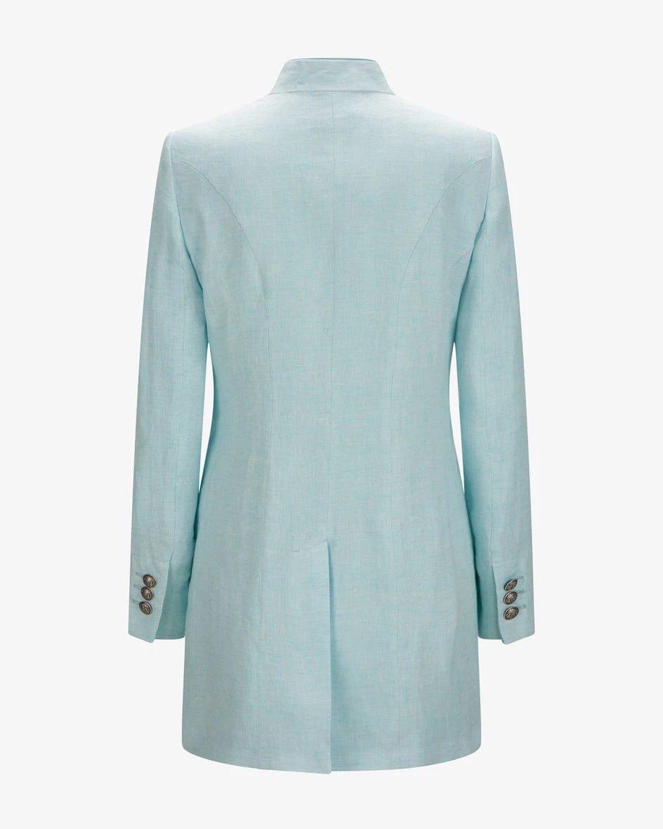 Neuenburg Trachten-Leinenmantel Blau 4 Neuenburg Trachten-Leinenmantel Blau – Bild 2