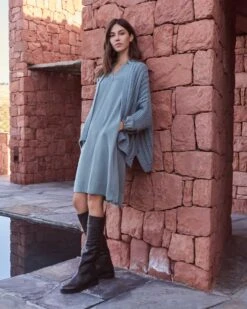 Harlen Seidenkleid Blau -Damenmodegeschäft 00782599 001 3