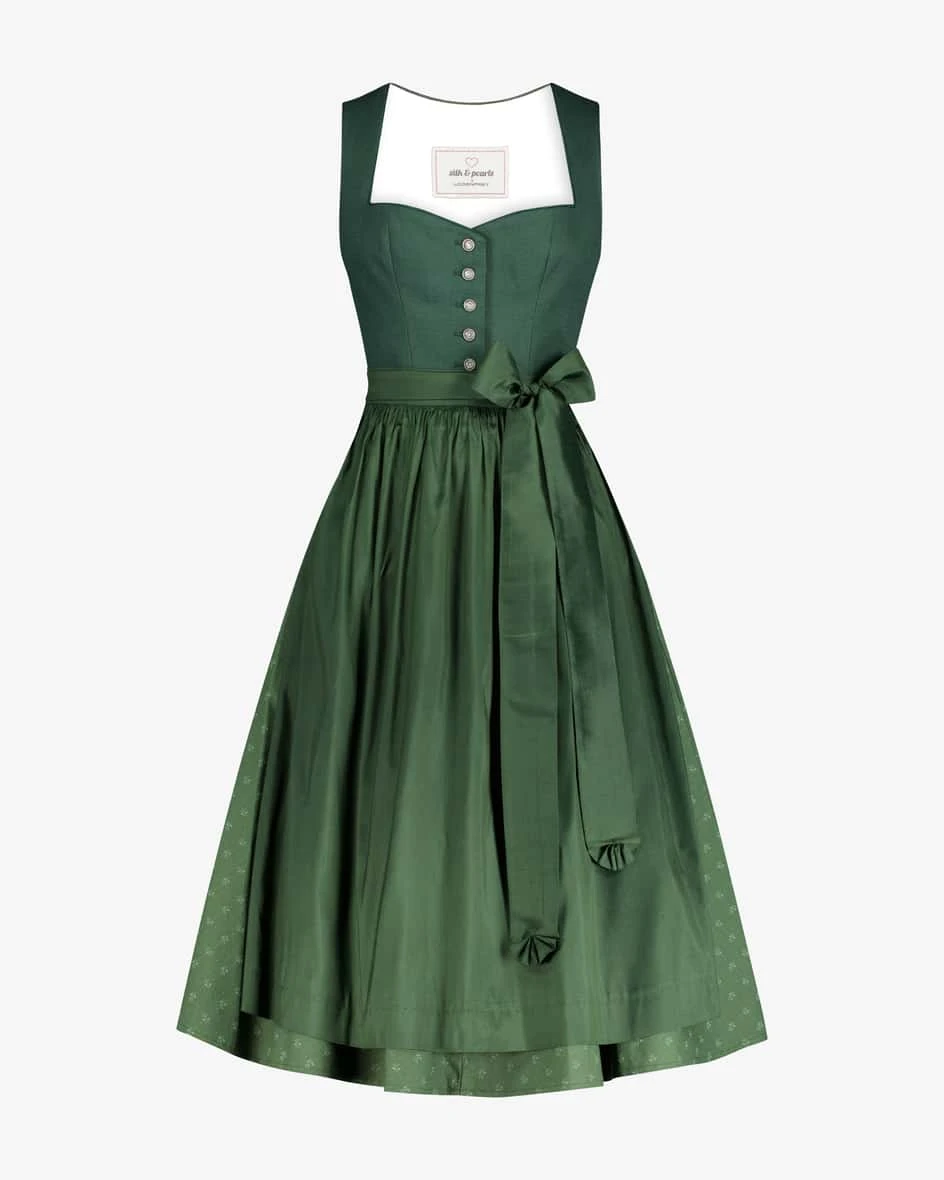 Midi-Dirndl Mit Seidenschürze Grün 3 Midi-Dirndl Mit Seidenschürze Grün