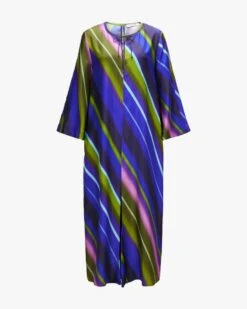 Citylight Stripes Seidenkleid Blau