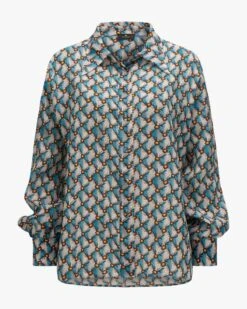 Seiden-Hemdbluse Blau