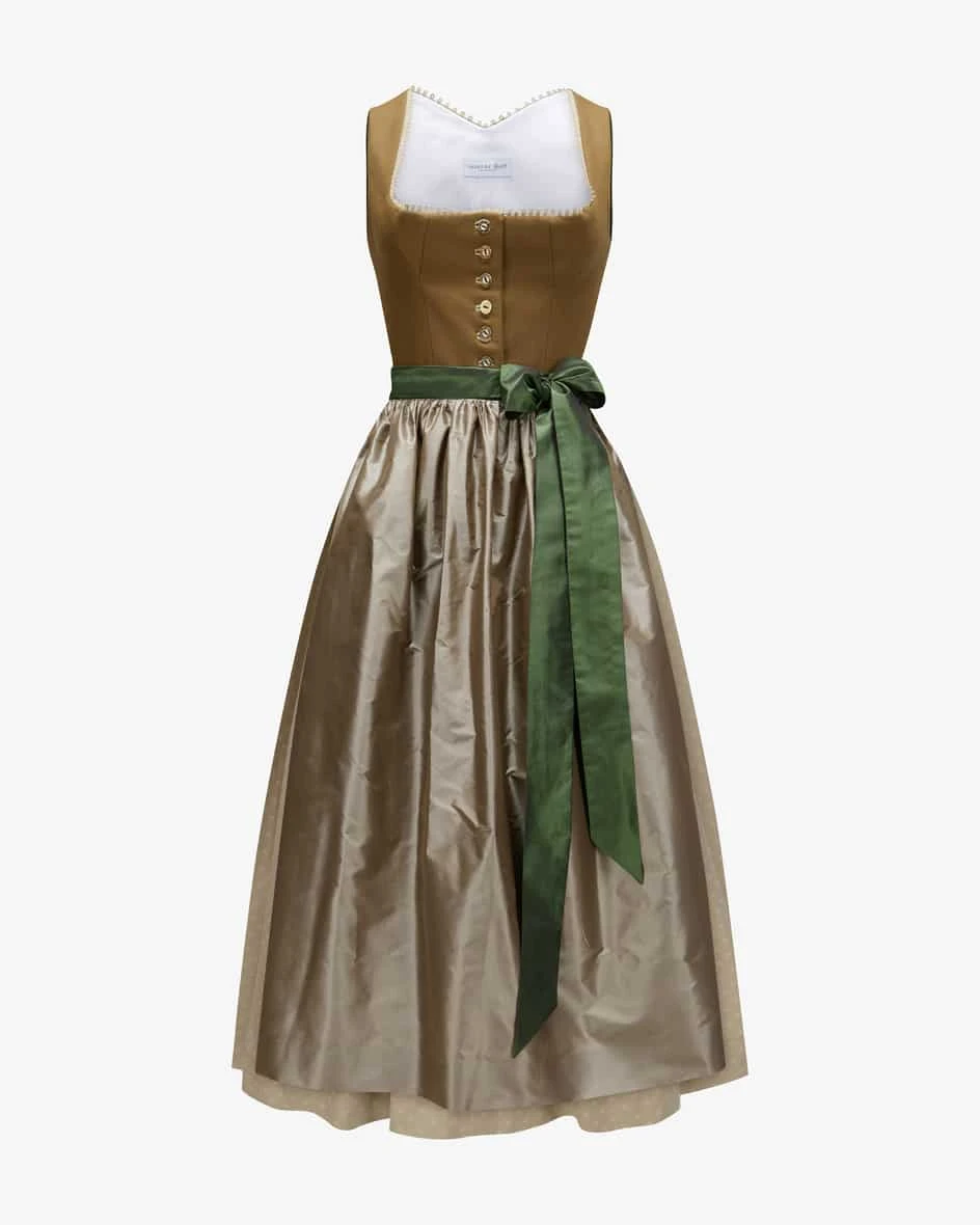 Dirndl Lang Mit Seidenschürze Braun 3 Dirndl Lang Mit Seidenschürze Braun