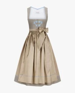 Allegra Midi-Leinendirndl Mit Seidenschürze Taupe