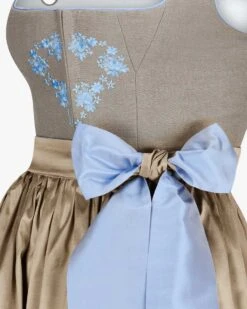 Allegra Midi-Leinendirndl Mit Seidenschürze Taupe -Damenmodegeschäft 00785453 002 3