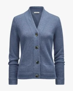 Cashmere-Strickjacke Blau