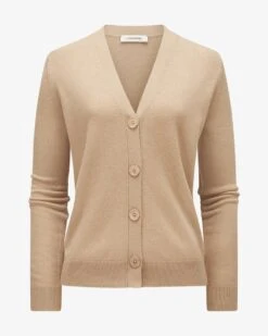 Cashmere-Strickjacke Beige