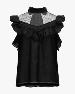 Playful Lightness Seiden-Blusentop Schwarz