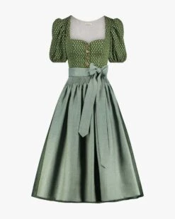 Carolina Dirndl Lang Mit Leinenschürze Grün