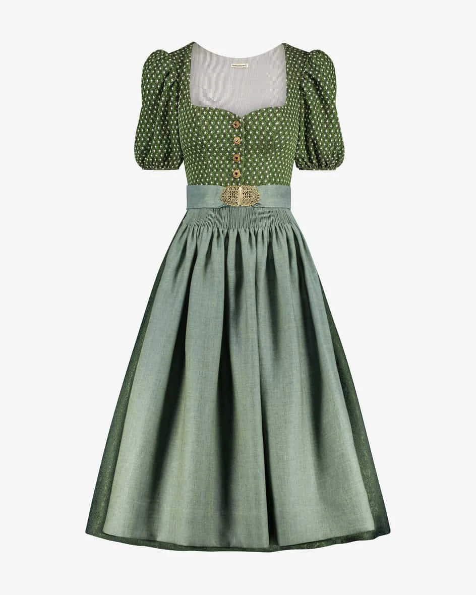 Carolina Dirndl Lang Mit Leinenschürze Grün 4 Carolina Dirndl Lang Mit Leinenschürze Grün – Bild 2