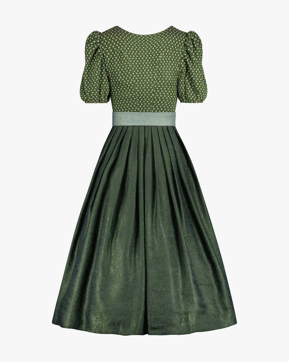 Carolina Dirndl Lang Mit Leinenschürze Grün 5 Carolina Dirndl Lang Mit Leinenschürze Grün – Bild 3