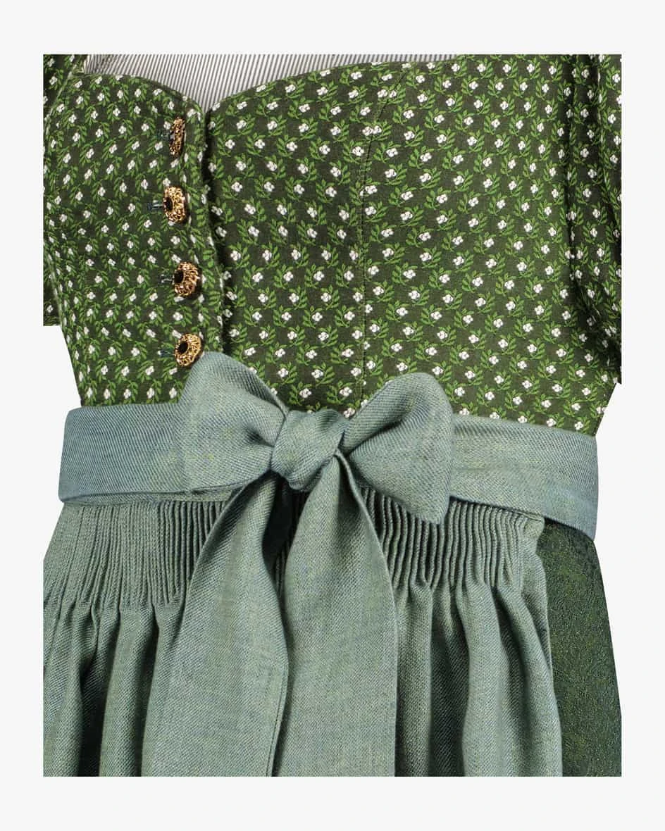 Carolina Dirndl Lang Mit Leinenschürze Grün 6 Carolina Dirndl Lang Mit Leinenschürze Grün – Bild 4