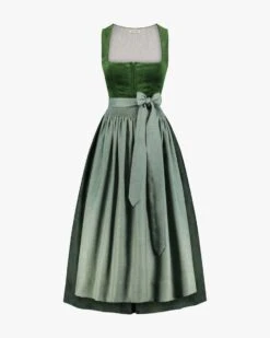 Antonia Dirndl Lang Mit Leinen-Schürze Grün