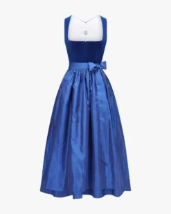 Bettina Dirndl Lang Mit Seidenschürze Blau