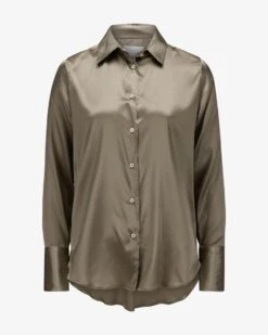 Seiden-Hemdbluse Taupe