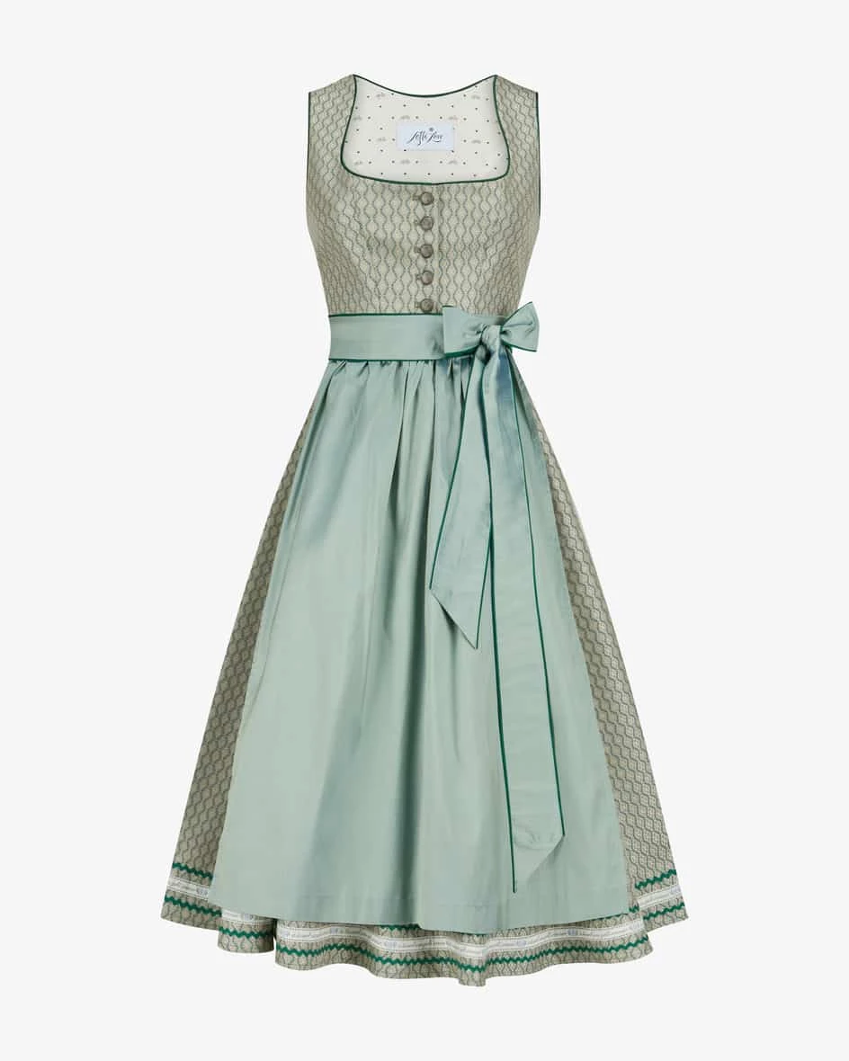 Johanna Midi-Dirndl Mit Seidenschürze Grün 3 Johanna Midi-Dirndl Mit Seidenschürze Grün