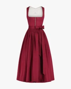 Midi-Dirndl Mit Leinenschürze Rot