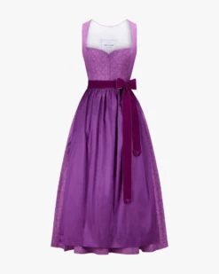 X LODENFREY Dirndl Lang Mit Seidenschürze Violett