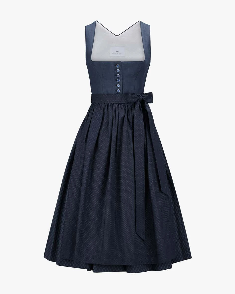 Midi-Dirndl Mit Schürze Blau 3 Midi-Dirndl Mit Schürze Blau