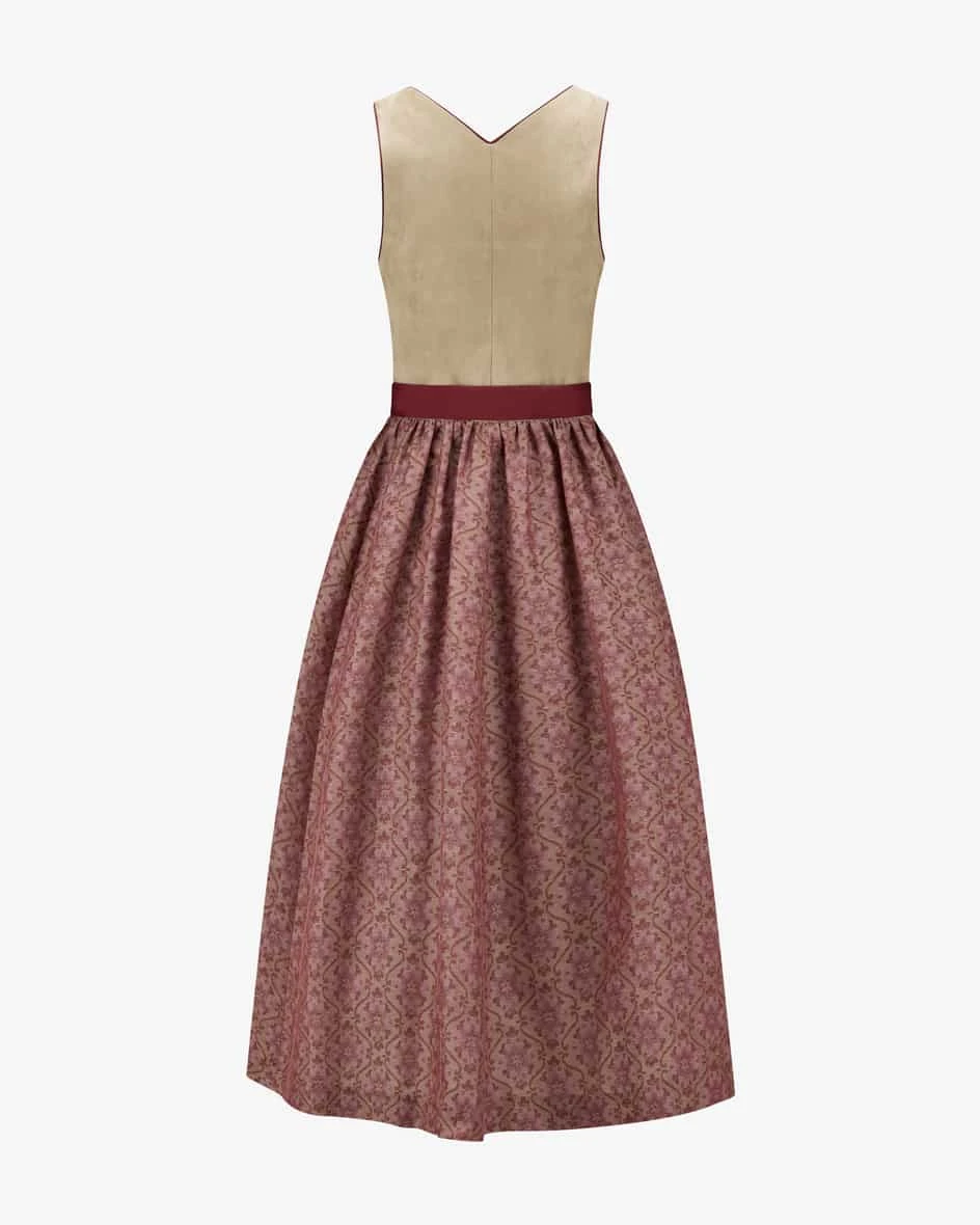 Dirndl Lang Mit Schürze Taupe 4 Dirndl Lang Mit Schürze Taupe – Bild 2