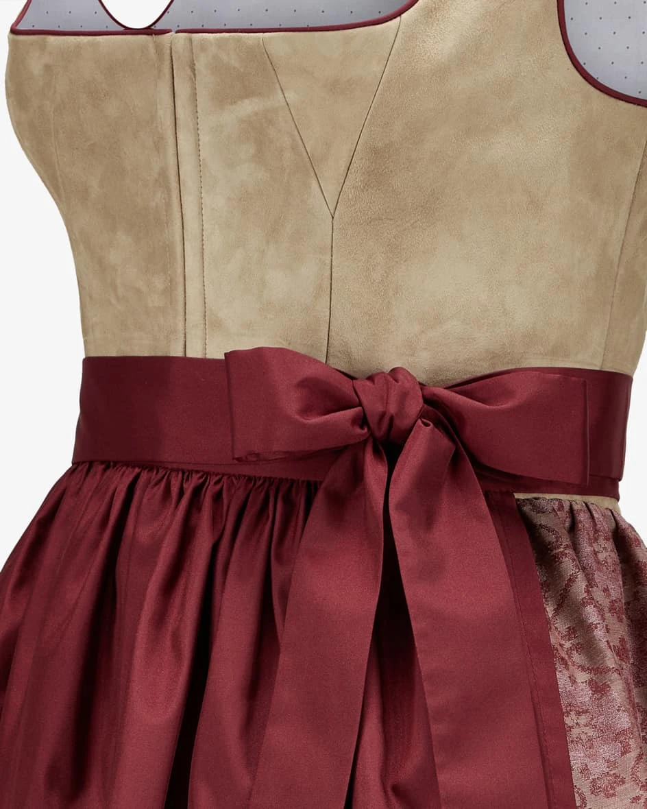Dirndl Lang Mit Schürze Taupe 5 Dirndl Lang Mit Schürze Taupe – Bild 3